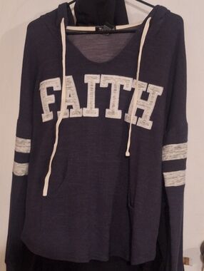 Miss Chievous Gray Hooded Pullover with White Trim